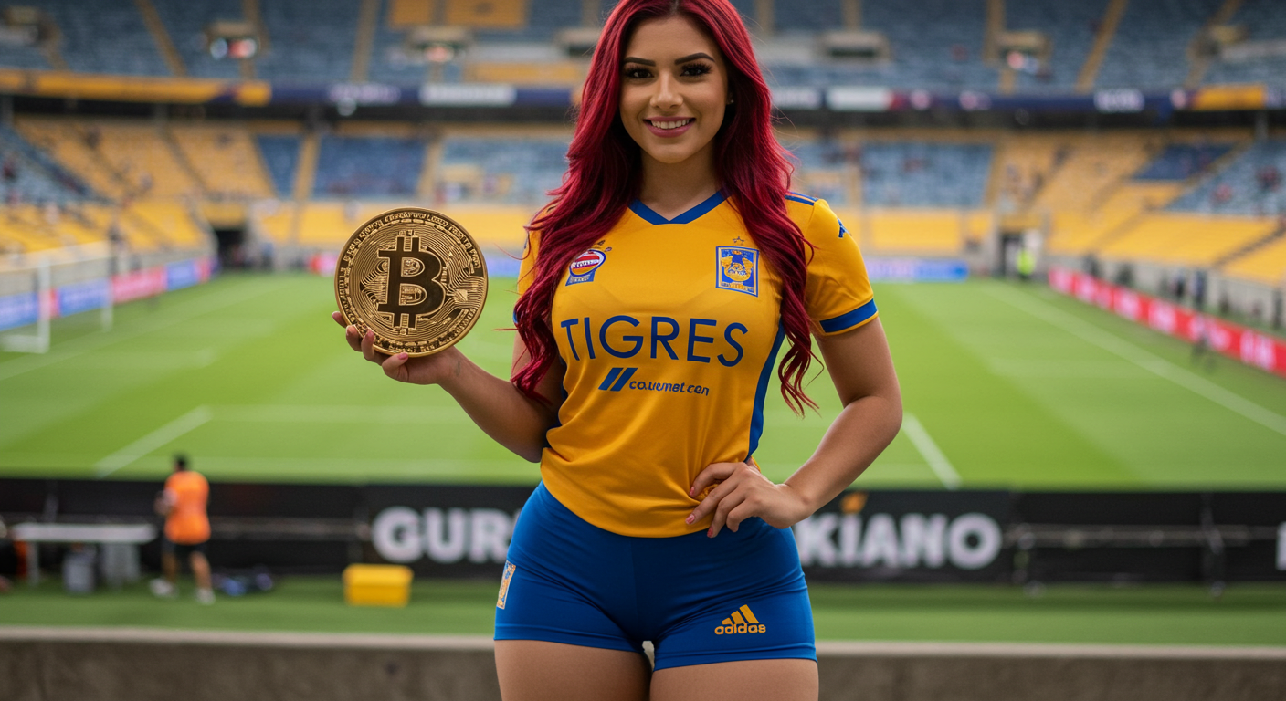 Mujer mexicana trabajando con Bitcoin y blockchain